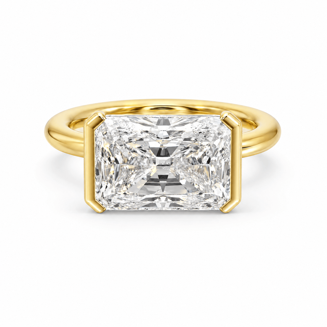 Adore Half Bezel Radiant Lab Diamond Engagement Ring in Ready Rings by 18 KARATS INC.