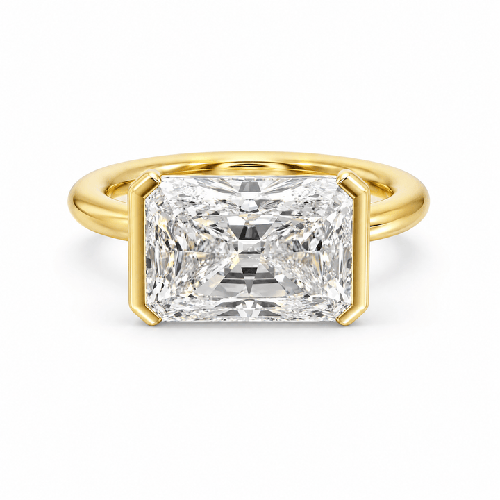 Adore Half Bezel Radiant Lab Diamond Engagement Ring in Ready Rings by 18 KARATS INC.