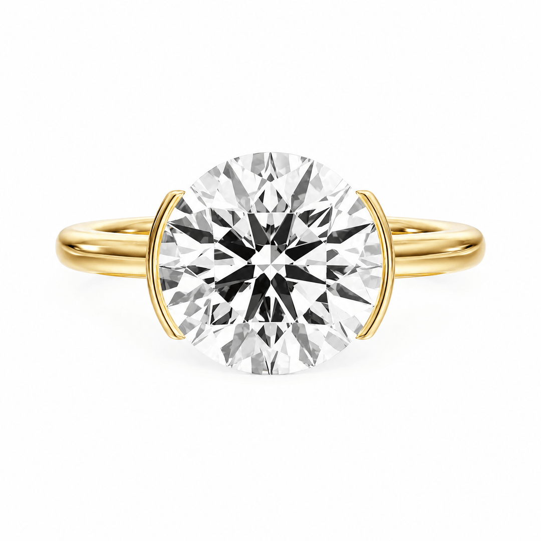Adore Half Bezel Round Diamond Engagement Ring in Ring by 18 KARATS INC.