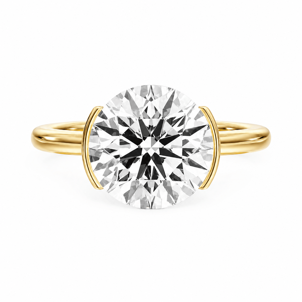 Adore Half Bezel Round Diamond Engagement Ring in Ring by 18 KARATS INC.