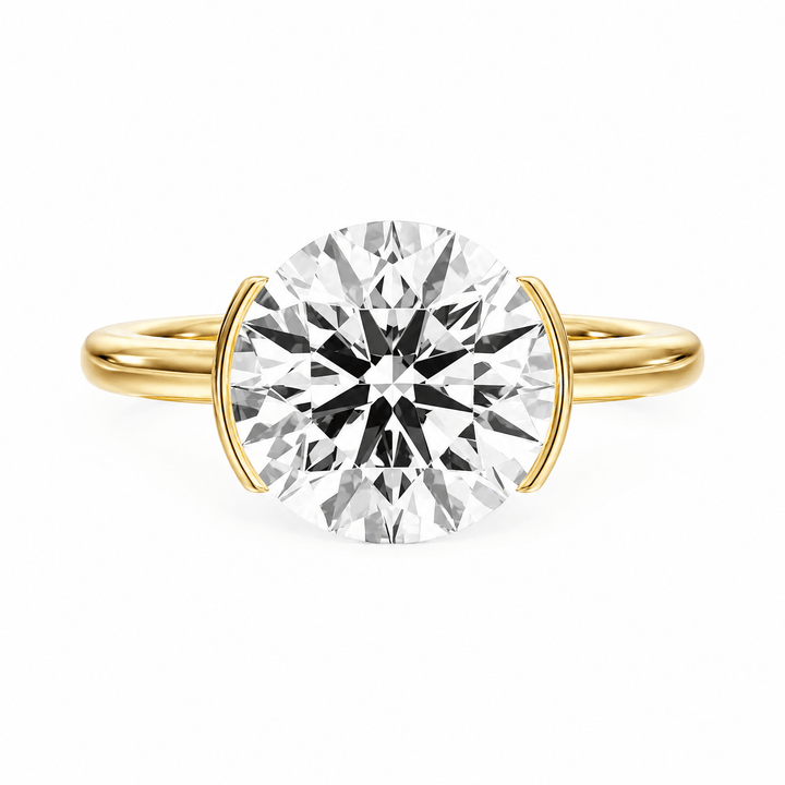 Adore Half Bezel Round Diamond Engagement Ring in Ring by 18 KARATS INC.