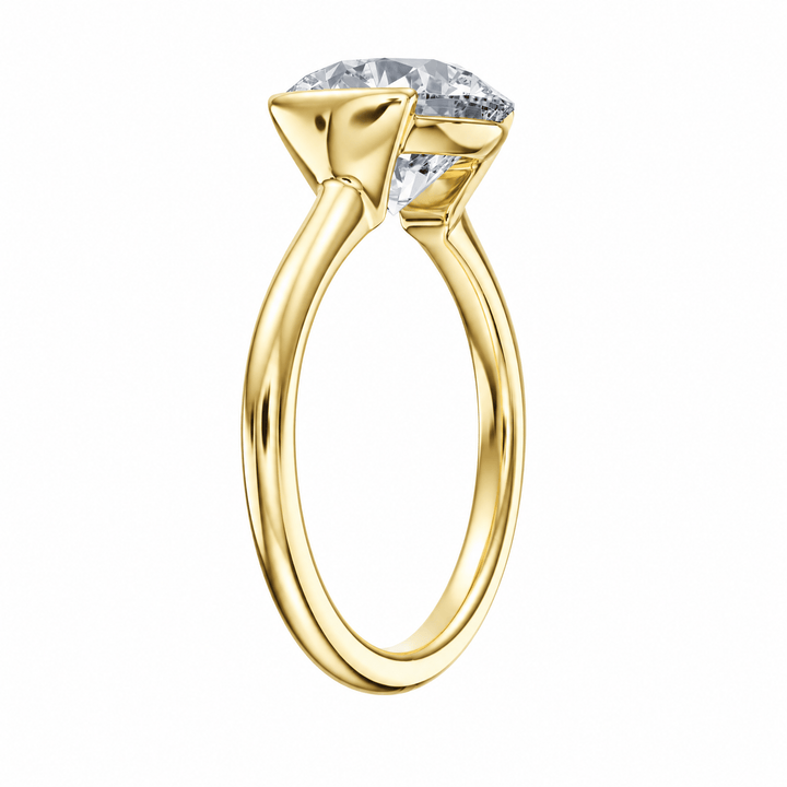 Adore Half Bezel Round Diamond Engagement Ring in Ring by 18 KARATS INC.