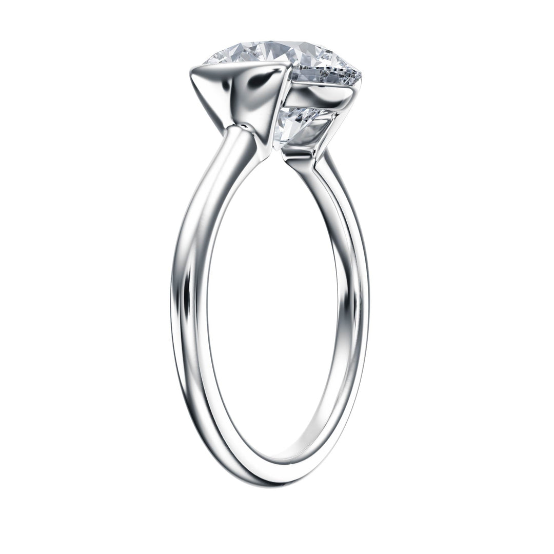 Adore Half Bezel Round Diamond Engagement Ring - R1035 in Ring by 18 KARATS INC.