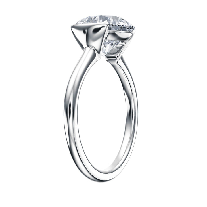 Adore Half Bezel Round Diamond Engagement Ring - R1035 in Ring by 18 KARATS INC.