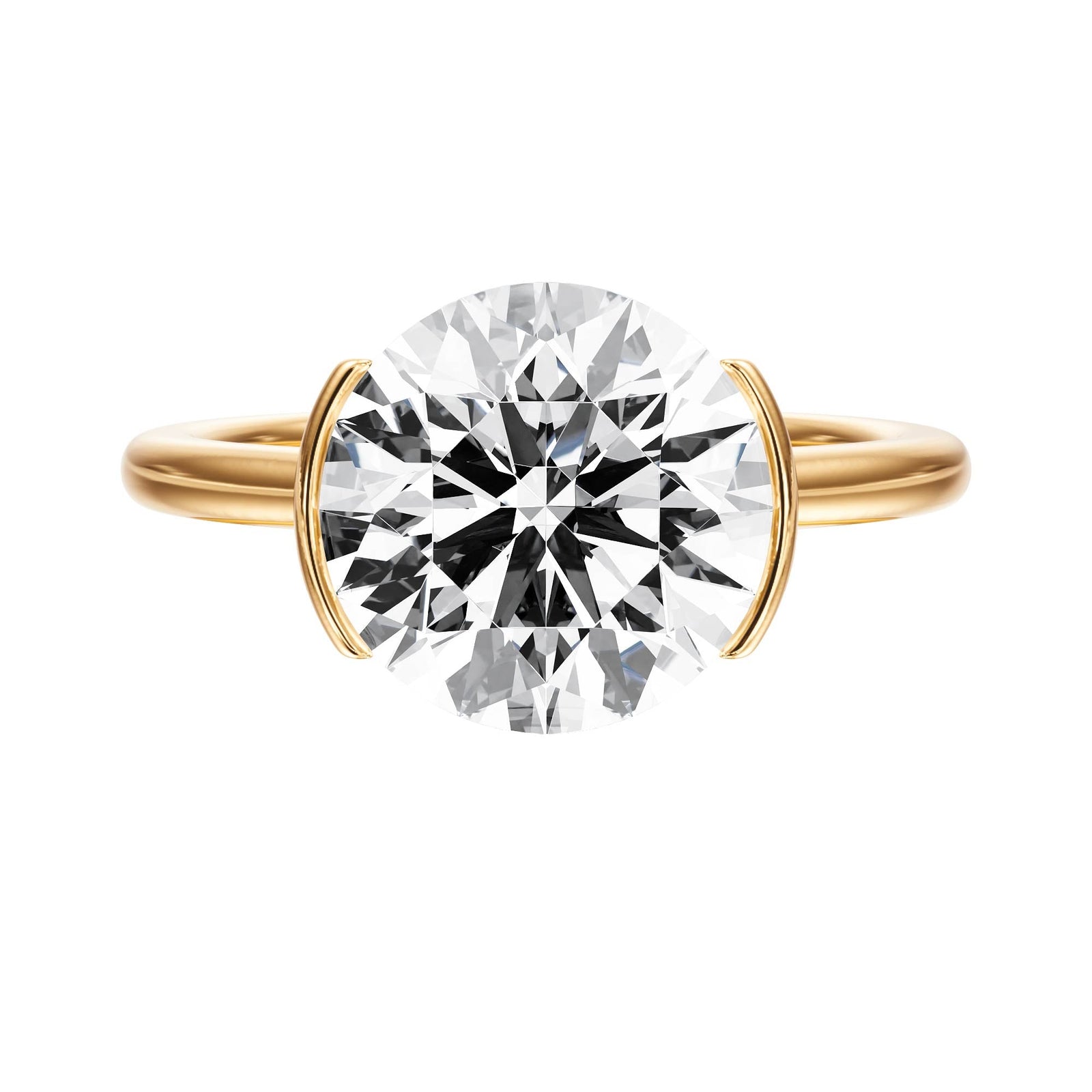 Adore Half Bezel Round Diamond Engagement Ring - R1035 in Ring by 18 KARATS INC.