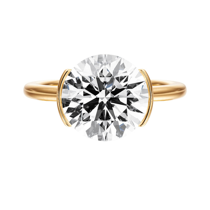 Adore Half Bezel Round Diamond Engagement Ring - R1035 in Ring by 18 KARATS INC.