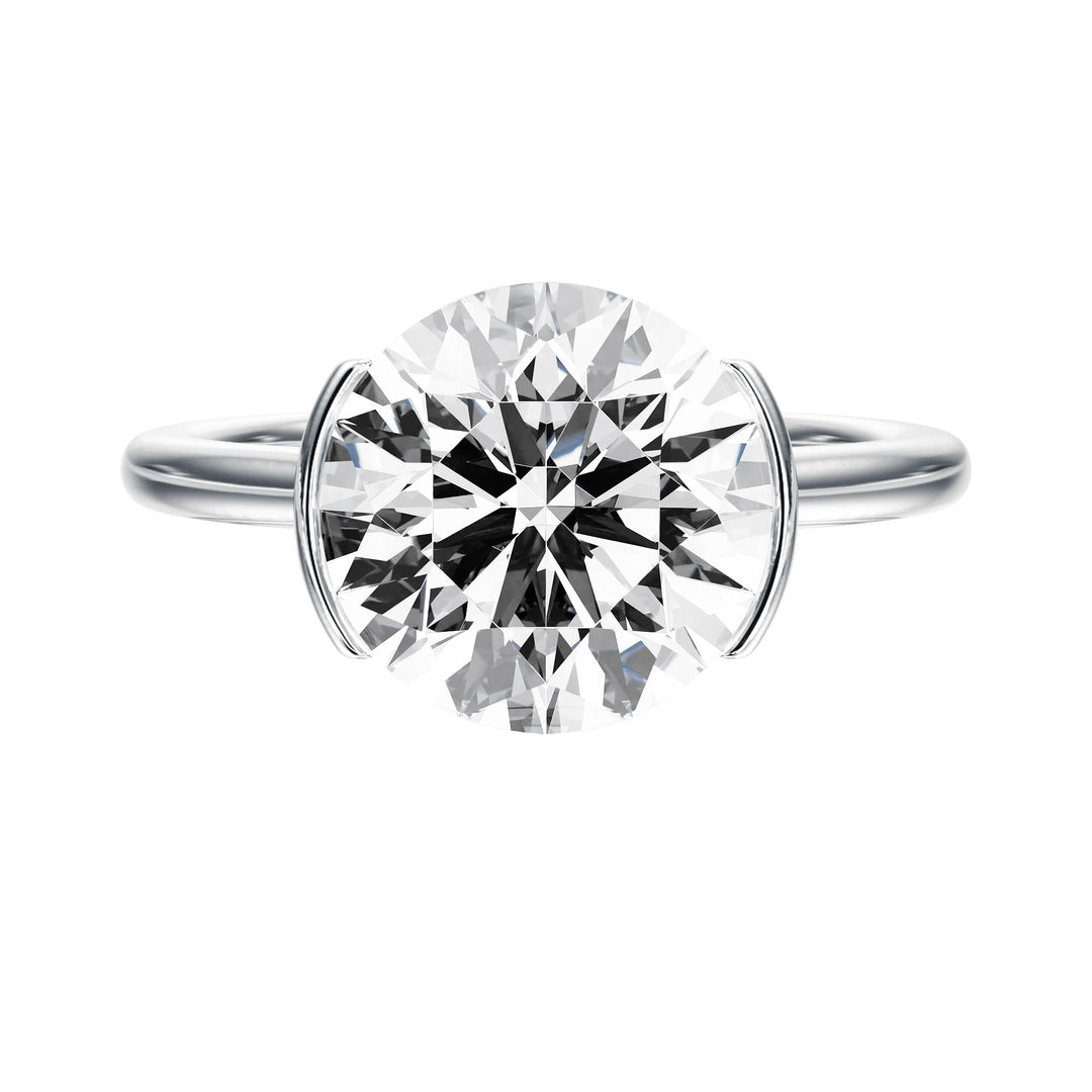 Adore Half Bezel Round Diamond Engagement Ring - R1035 in Ring by 18 KARATS INC.
