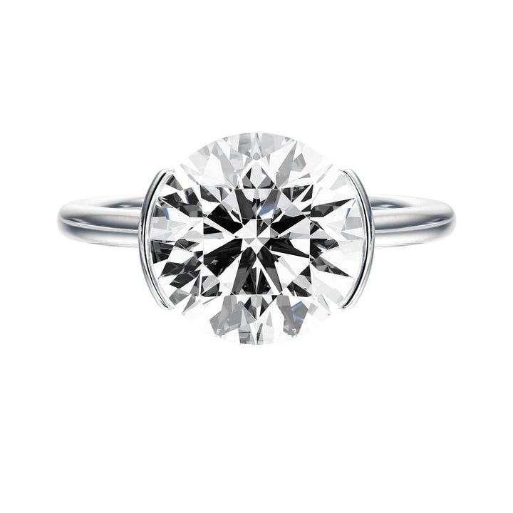 Adore Half Bezel Round Diamond Engagement Ring - R1035 in Ring by 18 KARATS INC.