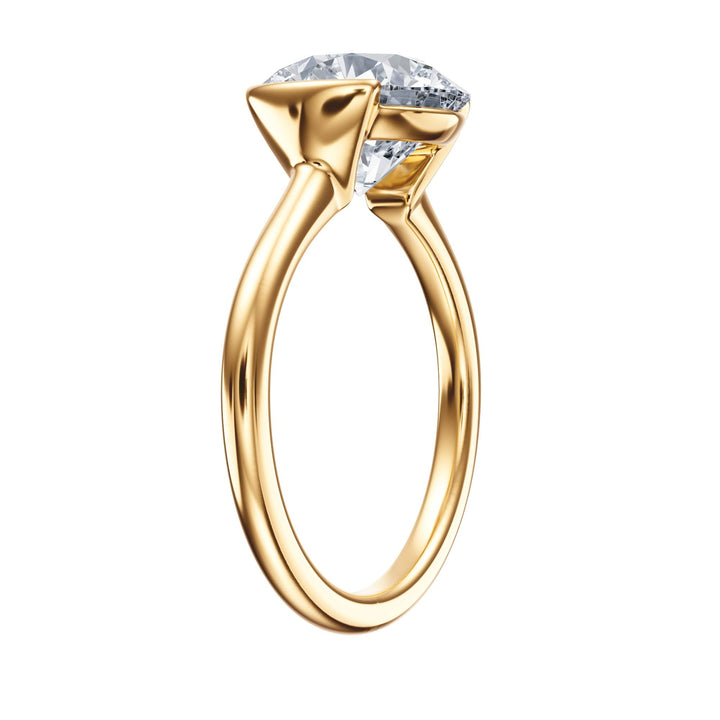 Adore Half Bezel Round Diamond Engagement Ring - R1035 in Ring by 18 KARATS INC.