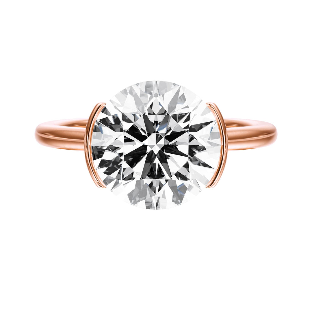 Adore Half Bezel Round Diamond Engagement Ring - R1035 in Ring by 18 KARATS INC.