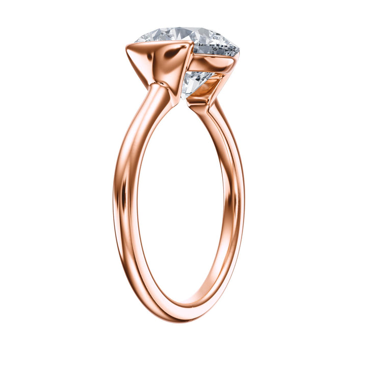 Adore Half Bezel Round Diamond Engagement Ring - R1035 in Ring by 18 KARATS INC.
