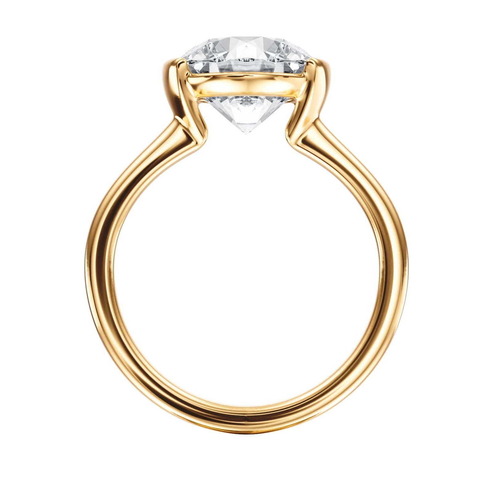 Adore Half Bezel Round Diamond Engagement Ring - R1035 in Ring by 18 KARATS INC.