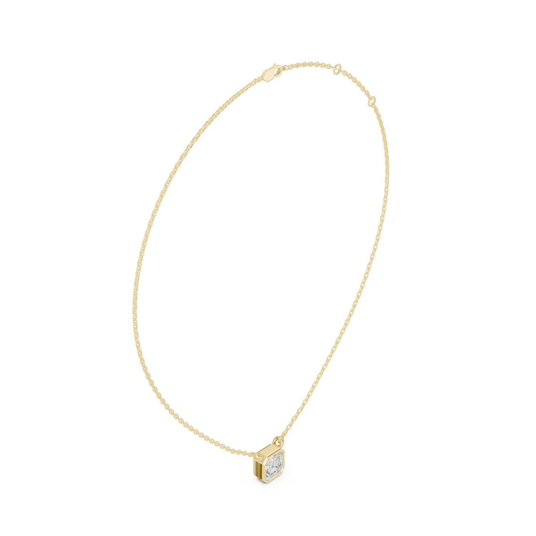 Asscher Cube 1.5 ctw Diamond Necklace - P1119 in Necklace by 18 KARATS INC.