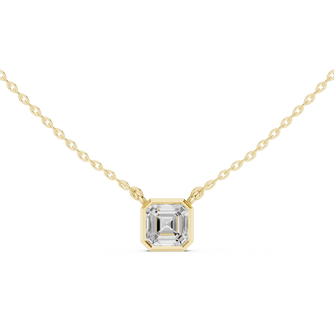 Asscher Cube 1.5 ctw Diamond Necklace - P1119 in Necklace by 18 KARATS INC.