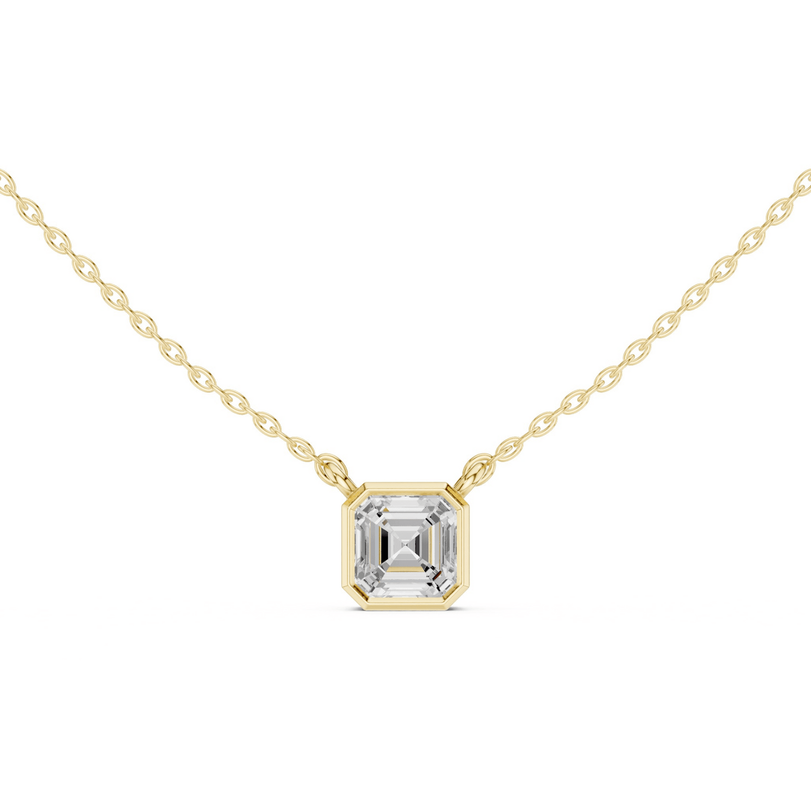 Asscher Cube 1.5 ctw Diamond Necklace - P1119 in Necklace by 18 KARATS INC.