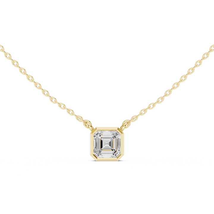 Asscher Cube 1.5 ctw Diamond Necklace - P1119 in Necklace by 18 KARATS INC.