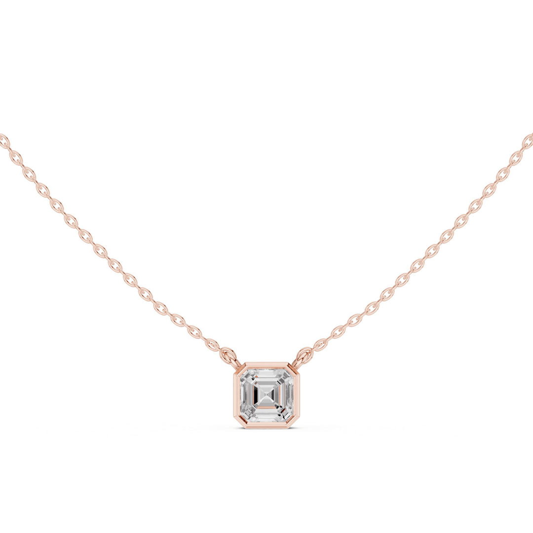Asscher Cube 1.5 ctw Diamond Necklace - P1119 in Necklace by 18 KARATS INC.