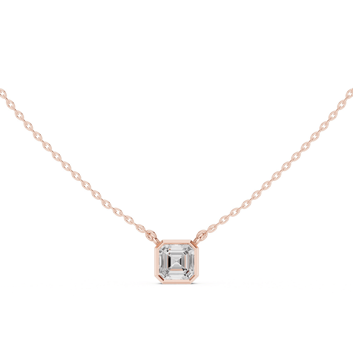 Asscher Cube 1.5 ctw Diamond Necklace - P1119 in Necklace by 18 KARATS INC.
