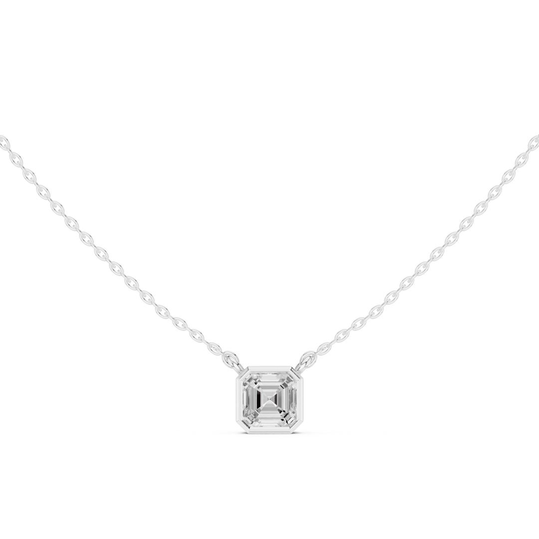 Asscher Cube 1.5 ctw Diamond Necklace - P1119 in Necklace by 18 KARATS INC.