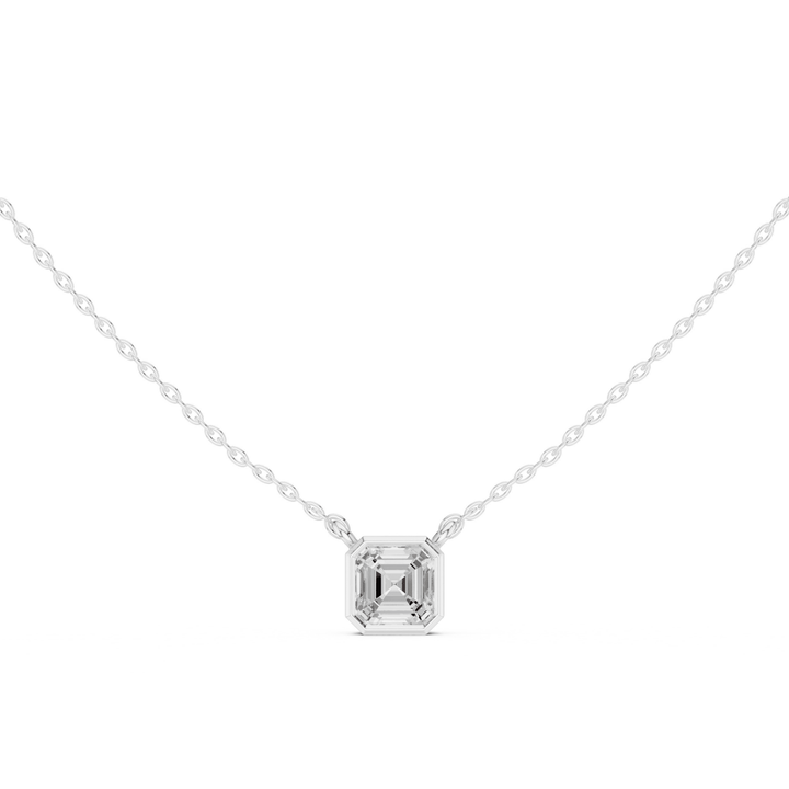 Asscher Cube 1.5 ctw Diamond Necklace - P1119 in Necklace by 18 KARATS INC.