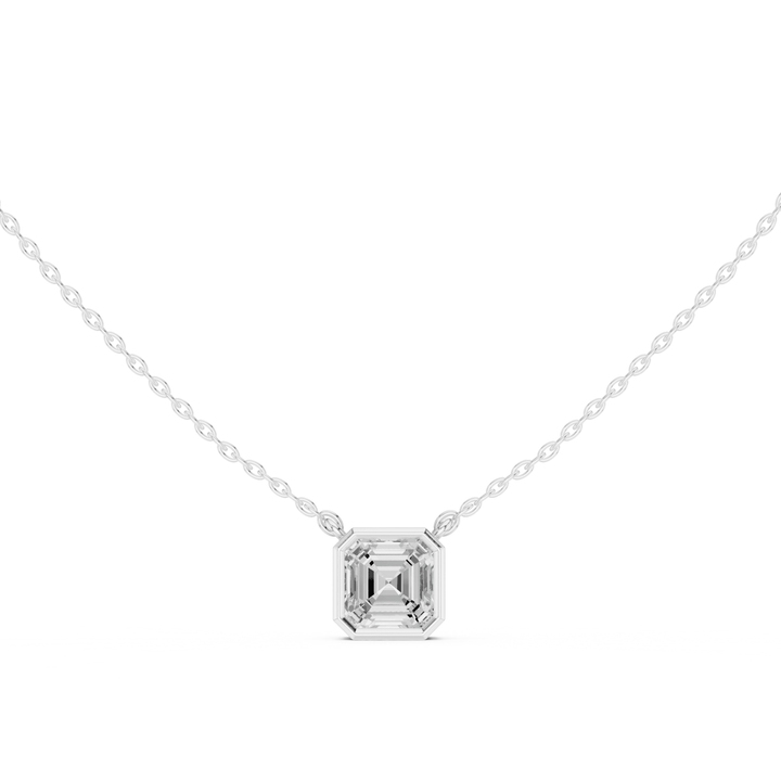 Asscher Cut Diamond Bezel Solitaire Pendant - P1135AS in Necklace by 18 KARATS INC.
