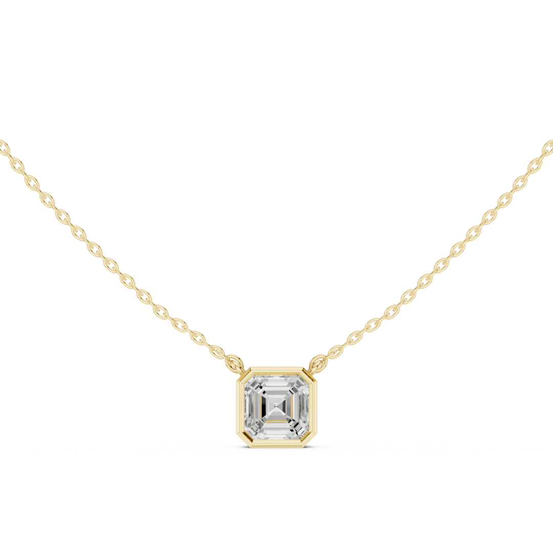 Asscher Cut Diamond Bezel Solitaire Pendant - P1135AS in Necklace by 18 KARATS INC.