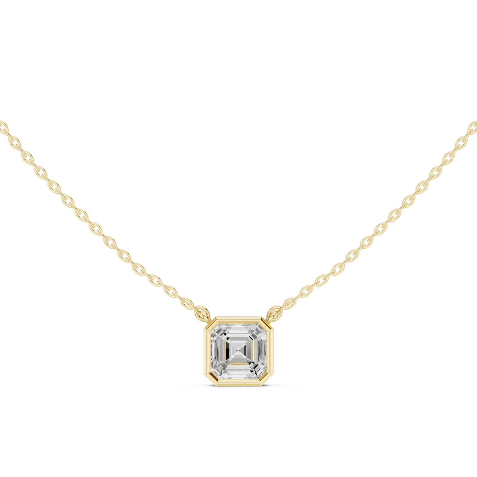 Asscher Cut Diamond Bezel Solitaire Pendant - P1135AS in Necklace by 18 KARATS INC.