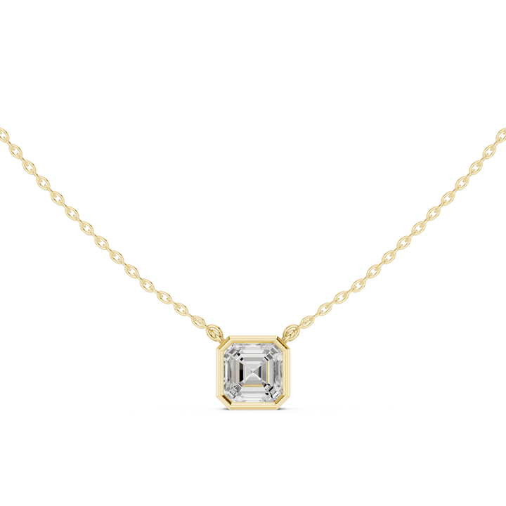 Asscher Cut Diamond Bezel Solitaire Pendant - P1135AS in Necklace by 18 KARATS INC.