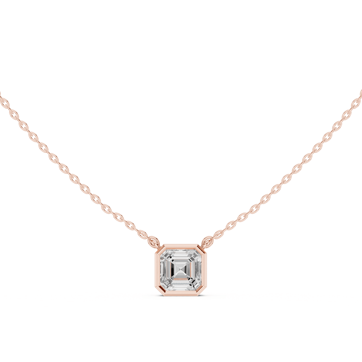 Asscher Cut Diamond Bezel Solitaire Pendant - P1135AS in Necklace by 18 KARATS INC.