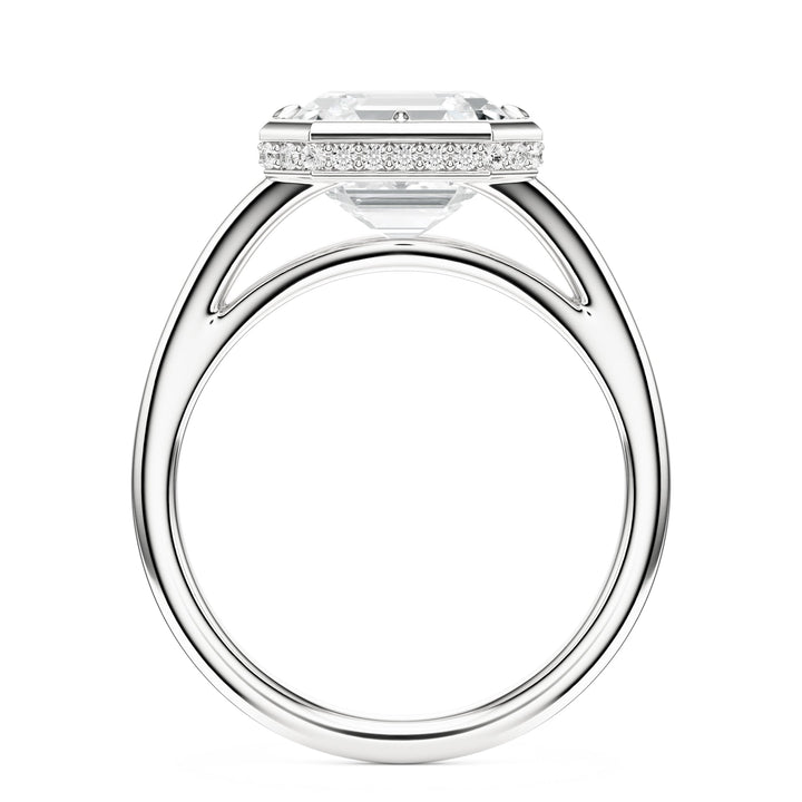 Asscher Split Shank Bezel Hidden Halo Diamond Engagement Ring in Ring by 18 KARATS INC.