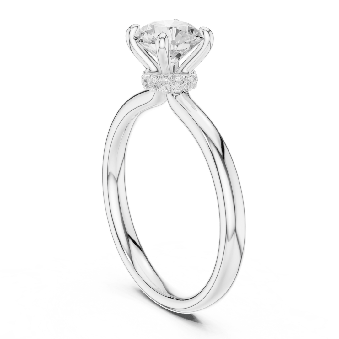Aurelle Hidden Halo Round Lab Diamond Engagement Ring - R1273 in Ready Rings by 18 KARATS INC.