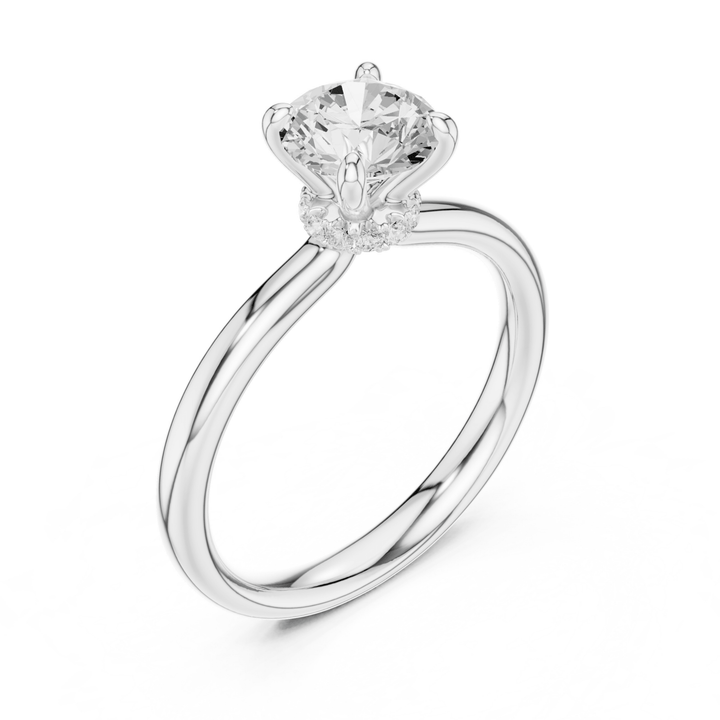 Aurelle Hidden Halo Round Lab Diamond Engagement Ring - R1273 in Ready Rings by 18 KARATS INC.