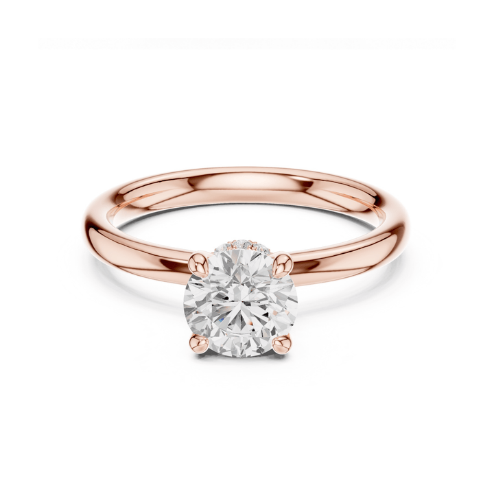 Aurelle Hidden Halo Round Lab Diamond Engagement Ring - R1273 in Ready Rings by 18 KARATS INC.