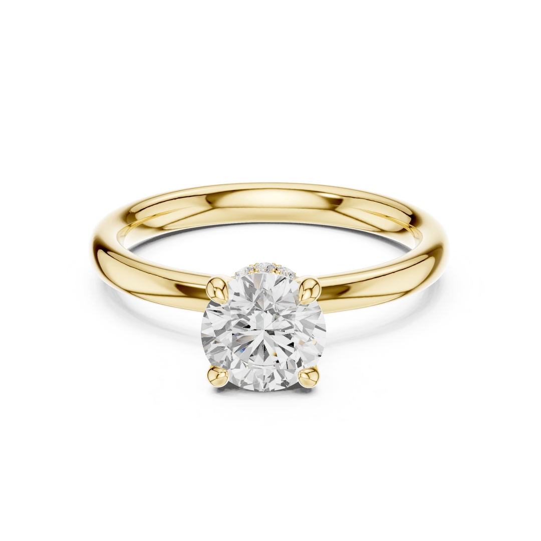 Aurelle Hidden Halo Round Lab Diamond Engagement Ring - R1273 in Ready Rings by 18 KARATS INC.