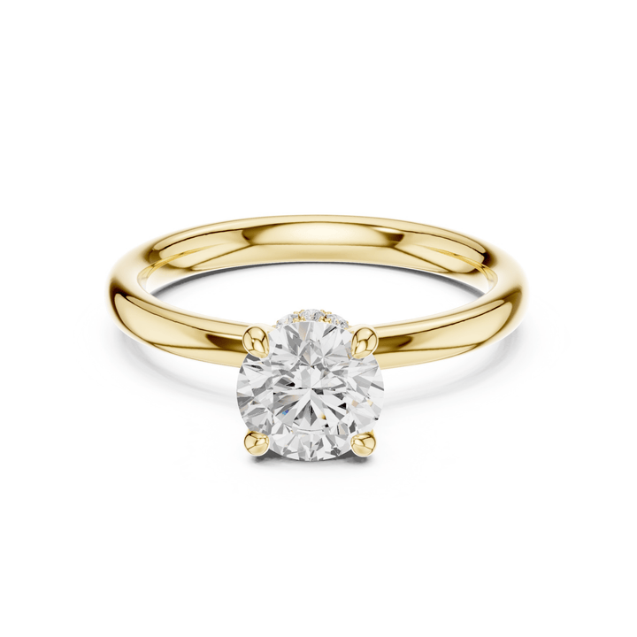 Aurelle Hidden Halo Round Lab Diamond Engagement Ring - R1273 in Ready Rings by 18 KARATS INC.