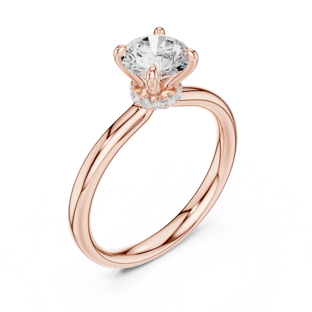 Aurelle Hidden Halo Round Lab Diamond Engagement Ring - R1273 in Ready Rings by 18 KARATS INC.