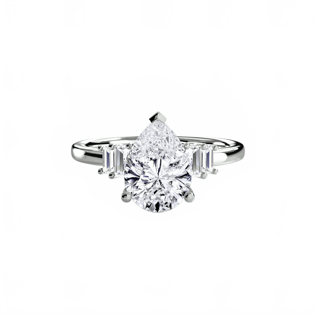 Baguette Accent Solitaire in setting by 18 KARATS