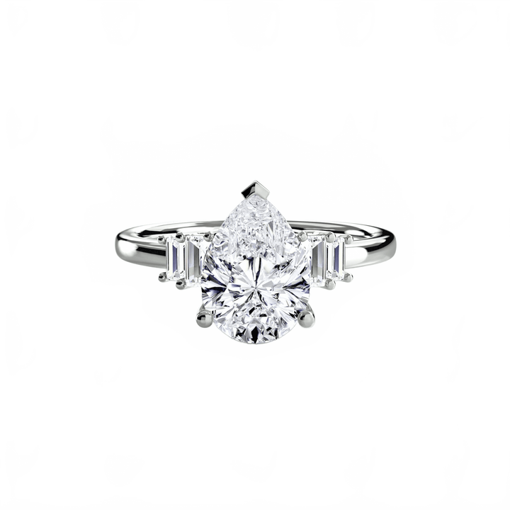Baguette Accent Solitaire in setting by 18 KARATS