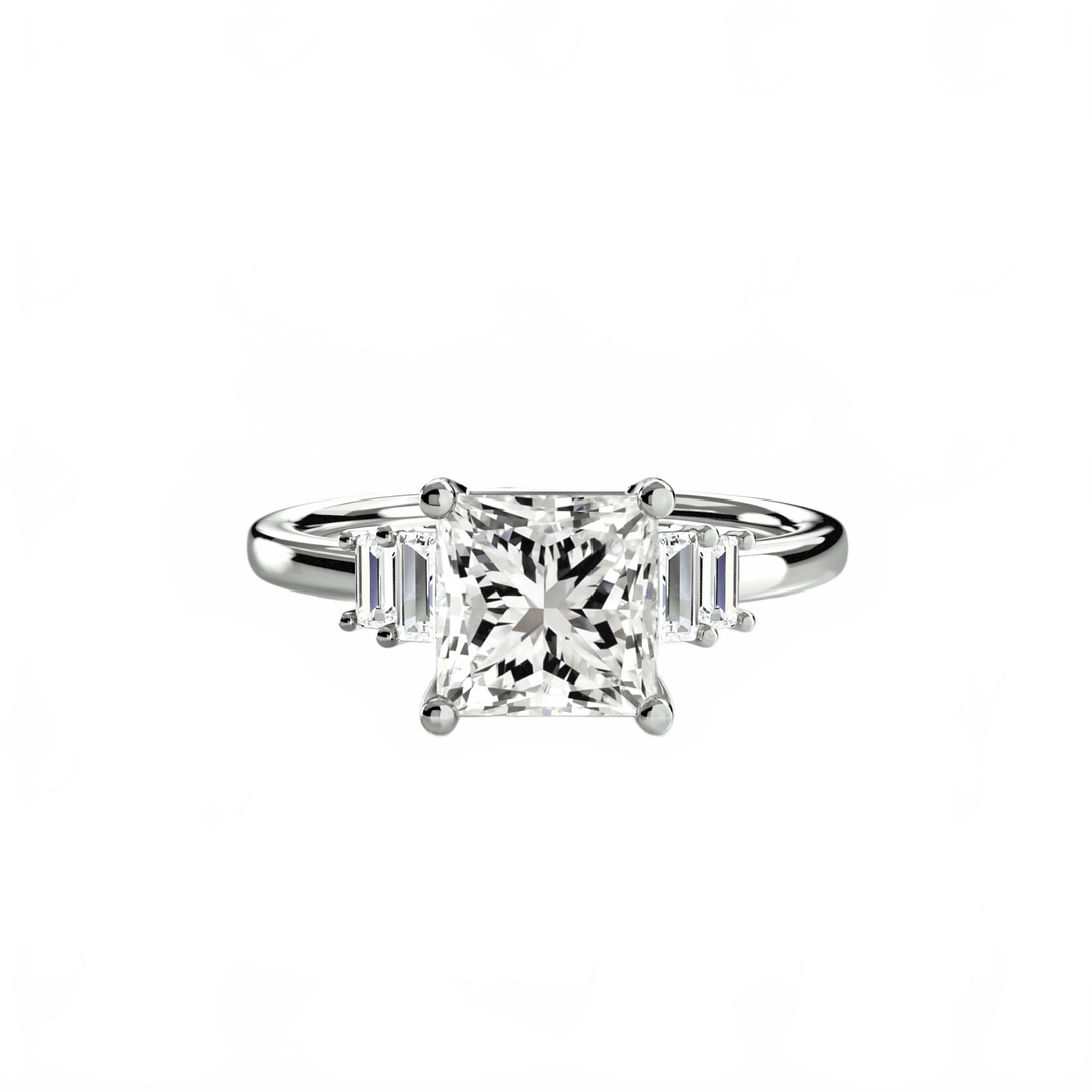 Baguette Accent Solitaire in setting by 18 KARATS