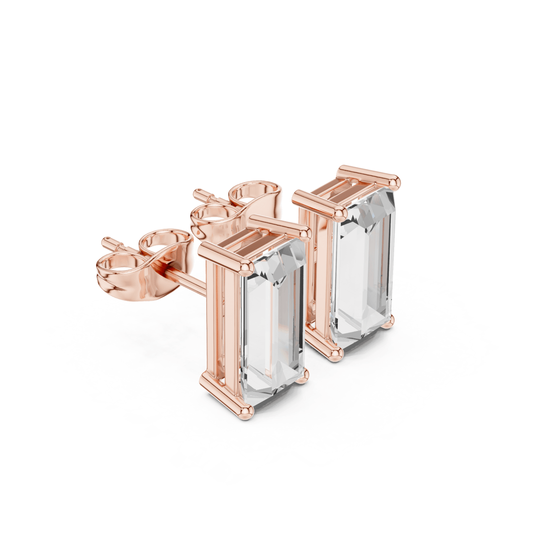 Baguette Cut Diamond Stud Earrings - E1138 in Earrings by 18 KARATS INC.