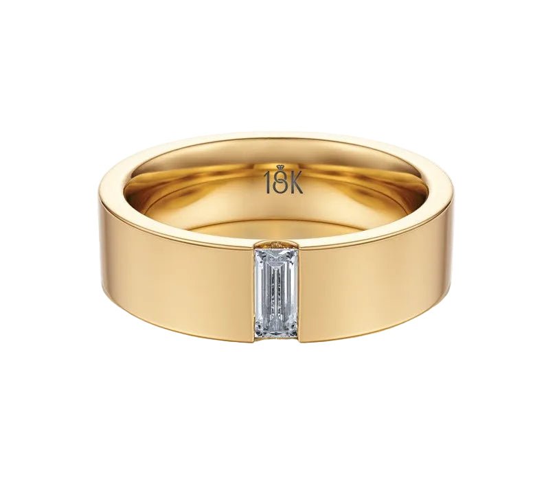 Baguette Diamond Modern Band - B1020 in Wedding Bands by 18 KARATS