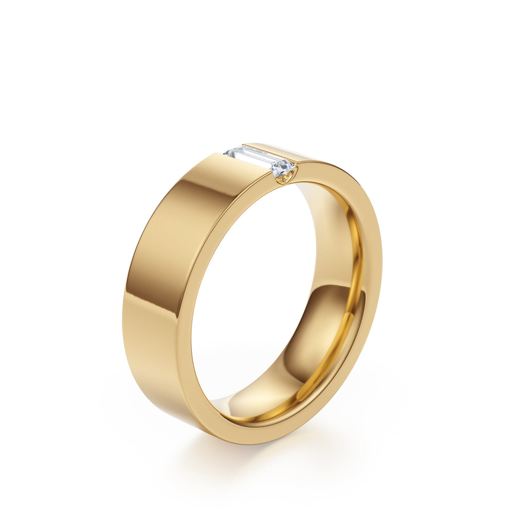 Baguette Diamond Modern Band - B1020 in Wedding Bands by 18 KARATS