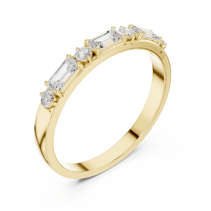 Baguette & Round 0.36 ctw Diamond Prong Band - B1165 in Wedding Bands by 18 KARATS INC.