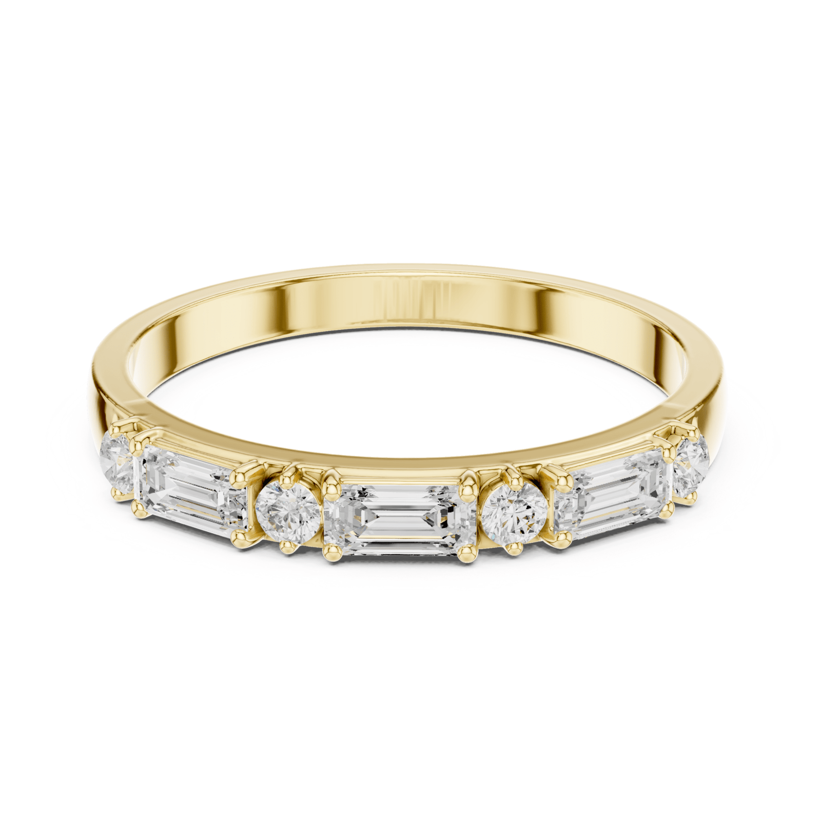 Baguette & Round 0.36 ctw Diamond Prong Band - B1165 in Wedding Bands by 18 KARATS INC.