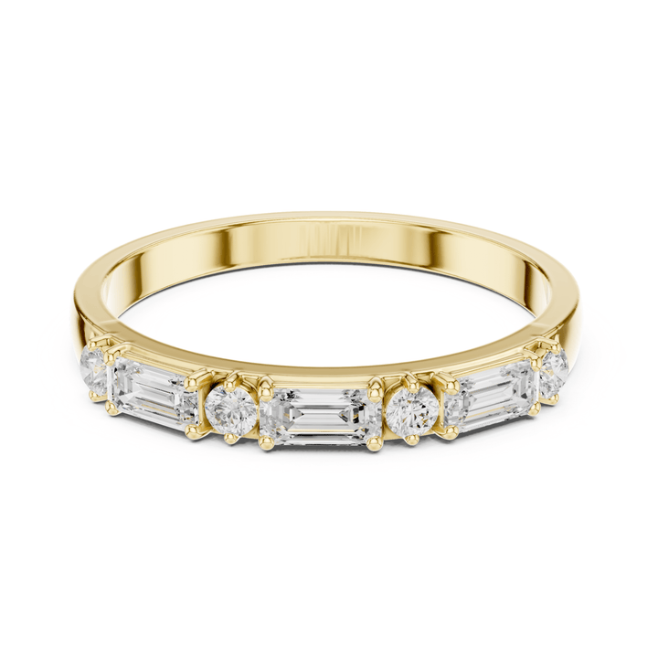 Baguette & Round 0.36 ctw Diamond Prong Band - B1165 in Wedding Bands by 18 KARATS INC.