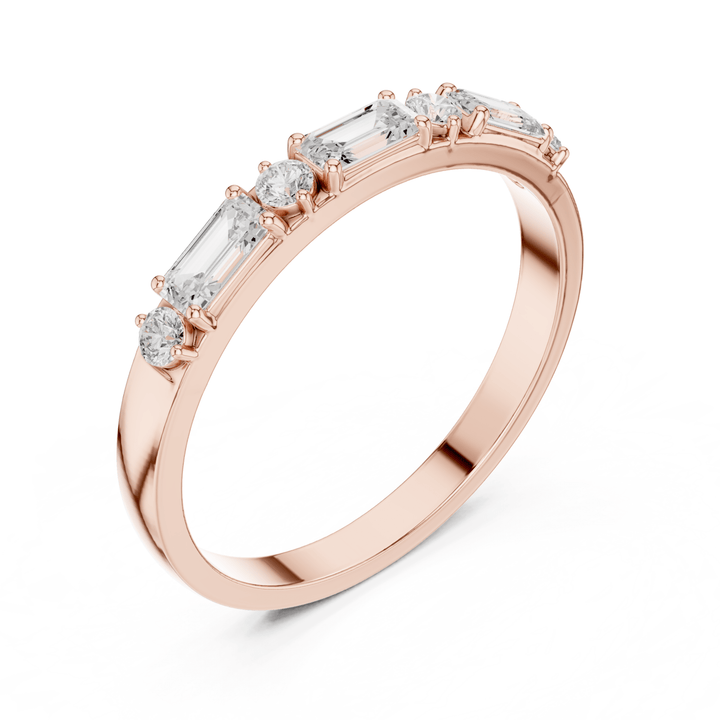 Baguette & Round 0.36 ctw Diamond Prong Band - B1165 in Wedding Bands by 18 KARATS INC.