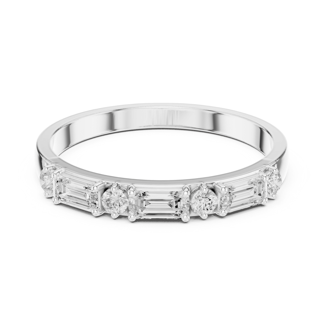 Baguette & Round 0.36 ctw Diamond Prong Band - B1165 in Wedding Bands by 18 KARATS INC.