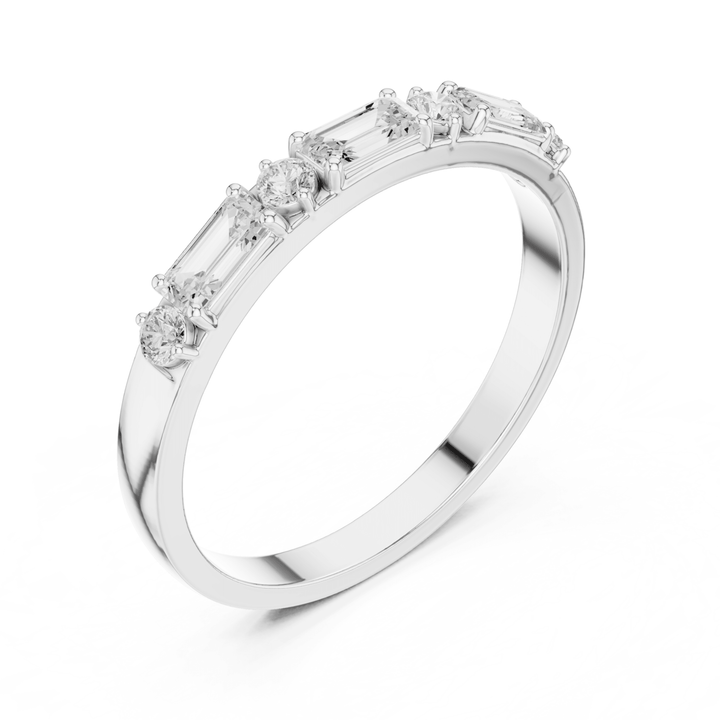 Baguette & Round 0.36 ctw Diamond Prong Band - B1165 in Wedding Bands by 18 KARATS INC.