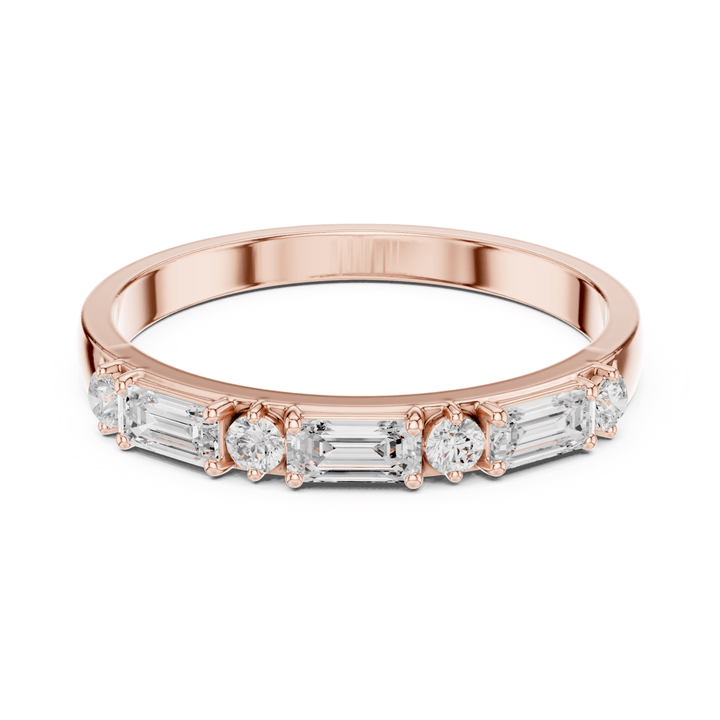 Baguette & Round 0.36 ctw Diamond Prong Band - B1165 in Wedding Bands by 18 KARATS INC.