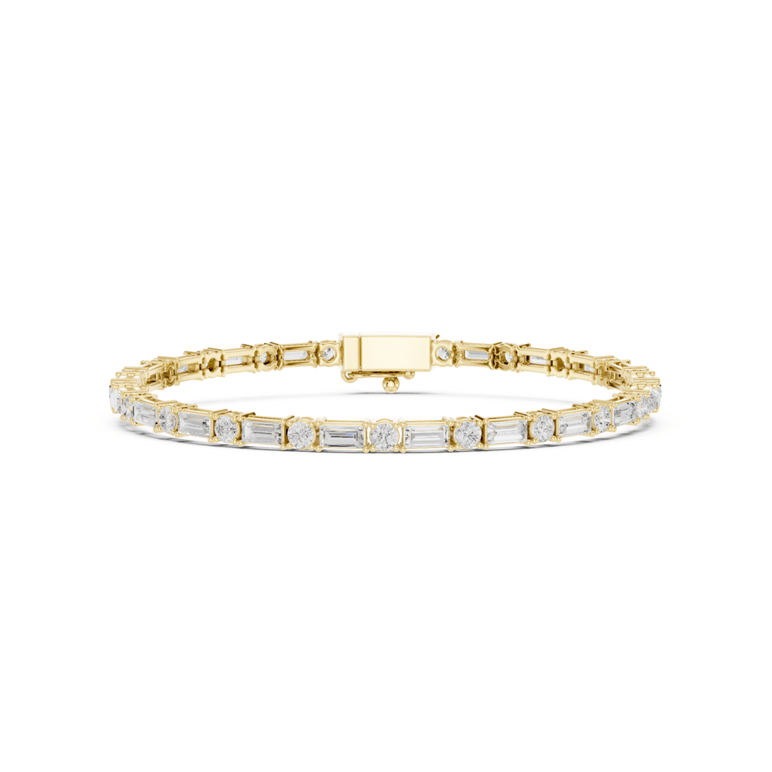 Baguette & Round 3.9 ctw Lab Diamond Tennis Bracelet - BC128 in Bracelet by 18 KARATS INC.